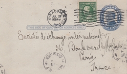 Etats Unis Entier Postal Pour La France 1910 - 1901-20