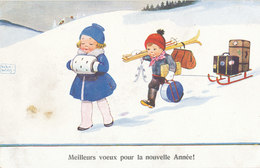 Wills John - Meilleurs Vœux Pour La Nouvelle Année -  Enfant Dans La Neige - Luge Patins - Wills, John