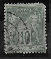 SAGE N/U - RARE YVERT N° 76 OBLITERE - COTE = 325 EUR. - DENT D'ANGLE DEFECTUEUSE - 1876-1898 Sage (Type II)