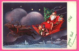 Joyeux Noël - Traineau Avec Père Noël Et Cadeaux - Rennes - Santa Claus - 1946 - Edit. J.L.P. Charme - Santa Claus