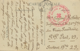 Cachet " HOPITAL AUXILIAIRE N°222 MENTON "Alpes Maritimes Sur CP FM > Infirmier Train Sanitaire - 1916 - Croix Rouge