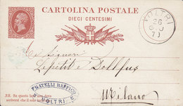 Italy Postal Stationery Ganzsache Entier 10 Cmi Victor Emanuel II. FRATELLI BAFFICO 1879 MILANO (2 Scans) - Stamped Stationery