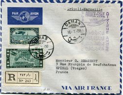 SYRIE LETTRE RECOMMANDEE PAR AVION DEPART DAMAS 16-7-38 POUR LA FRANCE - Lettres & Documents