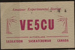 CANADA 1959 QSL Ham Radio Card VE5CU U ZZ2232 - Saskatoon