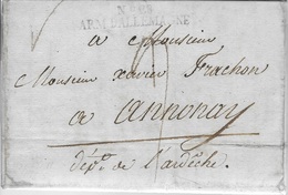 N°28 ARM D'ALLEMAGNE DU 7EME REGIMENT DE CHASSEURS A CHEVAL A AUROLZ-MUNSTER AVEC TAXE POUR ANNONAY 1810 - Army Postmarks (before 1900)