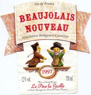 Etiket Etiquette - Vin - Wijn - Beaujolais Nouveau - Le Père La Grolle - 1997 - Beaujolais
