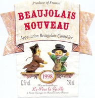 Etiket Etiquette - Vin - Wijn - Beaujolais Nouveau - Le Père La Grolle - 1998 - Beaujolais