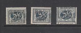 Lion Héraldique Trois Exemplaires - Typo Precancels 1929-37 (Heraldic Lion)