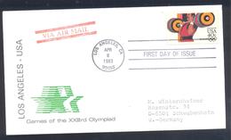 USA 1983 Air Mail Cover: Olympic Games 1984 Los Angeles; Weightlifting; Olympic Logo - Sommer 1984: Los Angeles