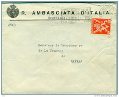 Pli De L'Ambassade D'Italie Vers Havré 1945 - Briefe U. Dokumente