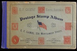 RARE OLD STAMP ALBUM. The "E. F. Lambs' Young America Postage Stamp Album" (circa 1888, A Hard Cover Horizontal Format W - Otros & Sin Clasificación