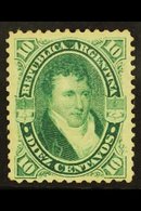 1873 10c Green Belgrano LAID PAPER (Scott 27, SG 29a), Mint, Good Centering, Very Fresh Colour. For More Images, Please  - Autres & Non Classés