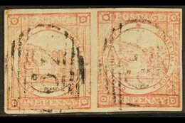NEW SOUTH WALES 1850 1d Reddish Rose Sydney View, Plate 1, SG 3, An Attractive Horizontal Pair With Four Margins And Cle - Autres & Non Classés