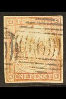 NEW SOUTH WALES 1850 1d Brownish Red Sydney View, Plate I, SG 4, Four Good Margins And Neat Barred Cancel, Very Small Th - Sonstige & Ohne Zuordnung