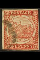 NEW SOUTH WALES 1850 1d Brownish Red Sydney View, Plate II, Showing Hill Unshaded, SG 12b, Close To Good Margins, Light  - Andere & Zonder Classificatie