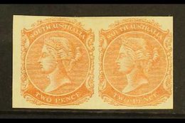 SOUTH AUSTRALIA 1876 2d IMPERF PLATE PROOF PAIR Printed In Orange Red On Watermarked Paper, Unused & Without Gum. Lovely - Andere & Zonder Classificatie