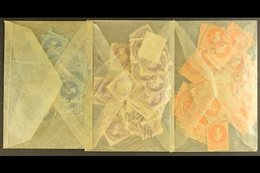 SOUTH AUSTRALIA 1860-1870 INTERESTING USED HOARD With Many Shades & Postmark Interest In Three Old Glassine Packets, Inc - Other & Unclassified