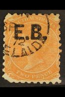 SOUTH AUSTRALIA DEPARTMENTAL OFFICIAL "E.B." (Education Board) In Black On 2d Perf. 10, Adelaide 1872 Cds.  For More Ima - Other & Unclassified