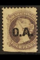 SOUTH AUSTRALIA DEPARTMENTAL OFFICIAL "O.A." (Official Assignee) In Black On 4d Perf. 10, Very Light Cds Used. For More  - Andere & Zonder Classificatie