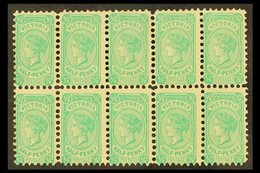 VICTORIA 1901-10 ½d Blue-green, Die I, Wmk Sideways, SG 384, Never Hinged Mint Block Of 10. For More Images, Please Visi - Otros & Sin Clasificación