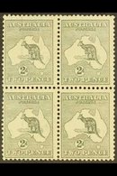 1915-27 BLOCK OF 4 2d Grey Kangaroo, Die I, Wmk Narrow Crown, SG 35, Very Fine Mint With Three Stamps Being Never Hinged - Andere & Zonder Classificatie