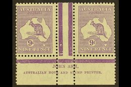 1932 9d Violet Roo (SG 133), ASH IMPRINT PAIR, Plate 3 - First State, BW 29z, Mint (stamps Never Hinged). For More Image - Otros & Sin Clasificación
