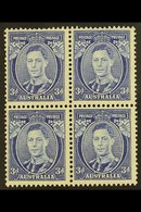 1937-49 3d Bright Blue Perf 13½x14 Die II Ordinary Thin Paper, SG 168ca, Fine Mint (two Stamps Never Hinged) BLOCK Of 4, - Otros & Sin Clasificación