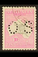 OFFICIAL 1915-28 10s Grey & Pink Roo Punctured 'OS', SG O51, Fine Cds Used Cancelled To Order, Fine Centring, Very Fresh - Other & Unclassified