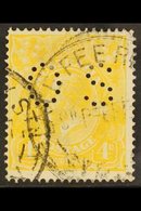 OFFICIAL 1914-21 4d Lemon-yellow KGV Head Punctured 'OS', SG O41c, Fine Cds Used, Centred To Upper Left, Very Fresh. For - Autres & Non Classés