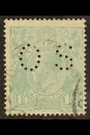 OFFICIAL 1926-30 1s4d Pale Greenish Blue KGV Head Perf 14 Punctured 'OS', SG O96, Fine Cds Used, Centred To Lower Right, - Autres & Non Classés