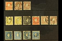1858-1859 USED GROUP On A Stock Card, Inc 1858 Type I 5k & 10k (x2) And 1859 Type II 2k (x2, One Signed Diena), 3k Black - Sonstige & Ohne Zuordnung