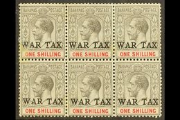 1918 (Feb-Jul) 1s Grey-black & Carmine "WAR TAX" Overprint, SG 95, Mint BLOCK Of 6, Two Small Light Toned Spots, Very Sc - Other & Unclassified