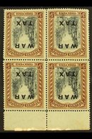 1919 3d Black And Brown "WAR TAX" With WATERMARK INVERTED, SG 105w, Never Hinged Mint BLOCK OF FOUR With Sheet Margin At - Autres & Non Classés