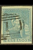 1852 (1d) Blue Britannia, SG 3, Very Fine Used With Clear To Large Margins All Round And Light "1" Cancel. Lovely Colour - Barbados (...-1966)