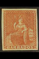 1852 (4d) Brownish Red On Blued Paper, SG 5, Mint Og With Good Margins All Round And Lovely Even Colour. For More Images - Barbades (...-1966)