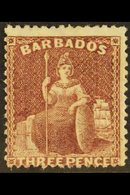 1873 3d Brown-purple Britannia, SG 63, Mint With Good Colour And Large Part Gum, Centred To Lower Left. For More Images, - Barbados (...-1966)