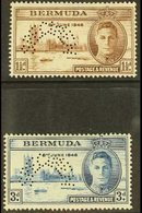 1946 Victory Pair, Perforated "Specimen", SG 123s/4s, Very Fine Mint, Large Part Og. (2 Stamps) For More Images, Please  - Bermudes