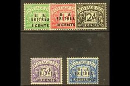 ERITREA POSTAGE DUES 1950 B.A. Surch Set, SG ED 6/10, Very Fine Never Hinged Mint. (5 Stamps) For More Images, Please Vi - Italian Eastern Africa