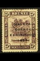 1922 25c Deep Dull Purple With SHORT "I" IN EXHIBITION Variety, SG 57a, Very Fine Used With The Variety Clear. For More  - Brunei (...-1984)