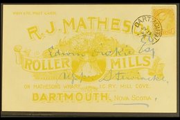 1896 Beautifully Illustrated Private Advertising Card, RJMatheson, Roller Mills, In Yellow, Franked 1c Yellow From Dartm - Otros & Sin Clasificación