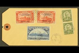 1933 Parcel Label To Ottawa Franked 1931 10c Green Pair, 1933 UPU 5c Blue And 20c Red Grain Conference (2), Tied By Mute - Other & Unclassified