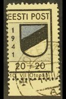 1941 OTEPAA LOCAL STAMP. 1941 20+20k Black And Ultramarine Perf 10¾, Michel 1A, Very Fine Used. For More Images, Please  - Estonie