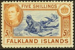 1938-50 5s Blue & Chestnut, SG 161, Never Hinged Mint For More Images, Please Visit Http://www.sandafayre.com/itemdetail - Falkland