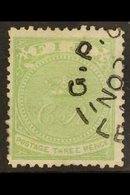 1871 3d Pale Yellow - Green, SG 11, Very Fine Used, Minor Perf Faults As Normal, Cat £350. For More Images, Please Visit - Fidji (...-1970)