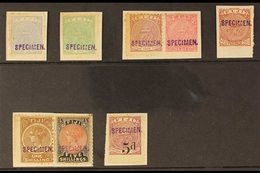 1881 - 1897 UNIQUE "SPECIMEN" HANDSTAMPS. A Group Of 8 Stamps Each With A Violet "SPECIMEN" Handstamp As Applied By The  - Fidschi-Inseln (...-1970)
