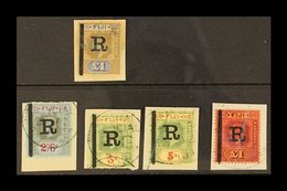 REVENUES Small Group, Incl. KEVII 1910 £1 Black & Blue, 1914 KGV 2s6d, 5s (x2) & £1 Purple 7 Black On Red, Barefoot 17,  - Fidschi-Inseln (...-1970)