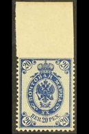 1901-15 20p Blue Perf 14¼x14¾ IMPERF AT TOP Variety Michel 58 Uo (as SG 164, Facit 58 I C2), Fine Mint Upper Marginal Ex - Sonstige & Ohne Zuordnung