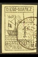 DIEGO-SUAREZ 1890 1c Grey-black, Imperforate, Yvert 6, SG 6, Very Fine Used, 4 Margins. For More Images, Please Visit Ht - Other & Unclassified