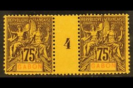 GABON 1904-07 75c Brown On Orange Tablet (Yvert 29, SG 2, Maury 27), Very Fine Mint Horizontal '4' MILLESIME PAIR, Very  - Andere & Zonder Classificatie