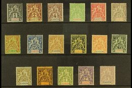 GABON 1904-07 Tablets Complete Set (Yvert 16/32, SG 16/32), Fine Mint, 5f With Small Thin, Very Fresh. (17 Stamps) For M - Other & Unclassified